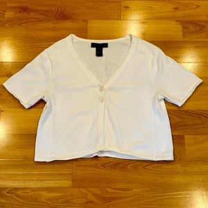 Geoffrey Beene Sport White Two Button Short Sleeve Cardigan L